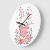 Adorable Bunny mit Liebe Herz Große Wanduhr (Winkel)