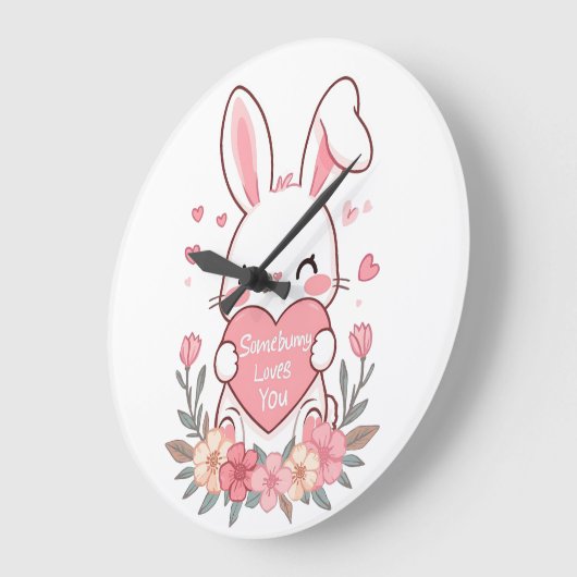 Adorable Bunny mit Liebe Herz Große Wanduhr (Winkel)