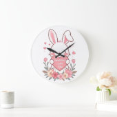 Adorable Bunny mit Liebe Herz Große Wanduhr (Zuhause)