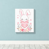 Adorable Bunny mit Liebe Herz Leinwanddruck (Insitu (Holzboden))