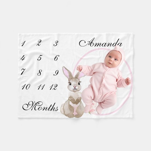Adorable Bunny New Baby Säugling Milestone Foto Fleecedecke