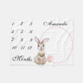 Adorable Bunny New Baby Säugling Milestone Foto Fleecedecke (Vorderseite (Horizontal))