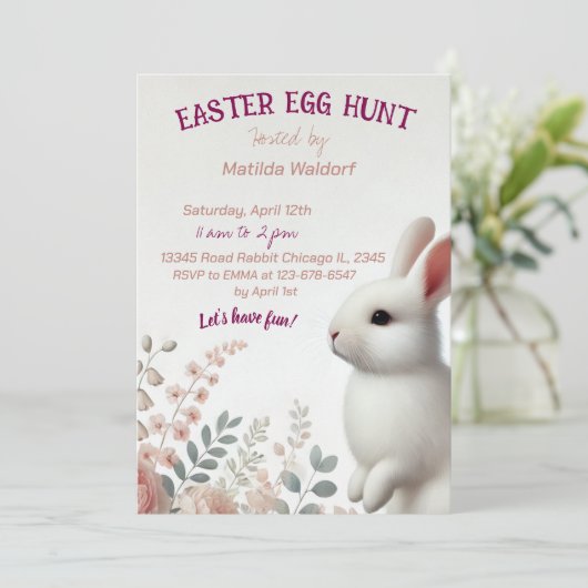 Adorable Bunny Oaster Egg Einladung (Stehend Vorderseite)