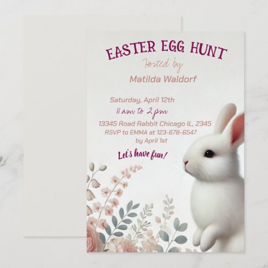 Adorable Bunny Oaster Egg Einladung (Vorne/Hinten)