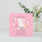 Adorable Bunny Osterfest Brunch & Eierjagd Einladung (Stehend Vorderseite)