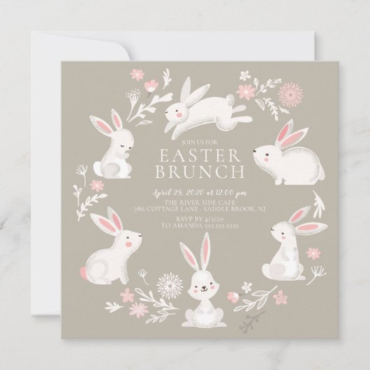 Adorable Bunny Party Osterfest Einladung (Vorderseite)