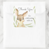 Adorable Bunny Rabbit Baby Dusche Danke Quadratischer Aufkleber (Tasche)