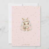 Adorable Bunny Rabbit Blush Bloral Baby Dusche Einladung (Rückseite)
