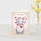 Adorable Bunny Rabbit Hug benutzerdefinierte Text- Karte (Gelbe Blume)