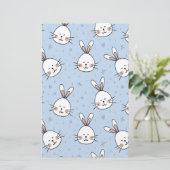 Adorable Bunny Rabbit Muster Briefpapier (Stehend Vorderseite)