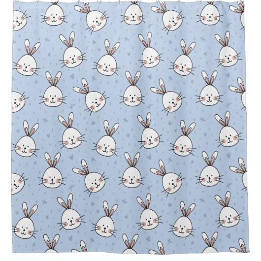 Adorable Bunny Rabbit Muster Duschvorhang (Vorderseite)