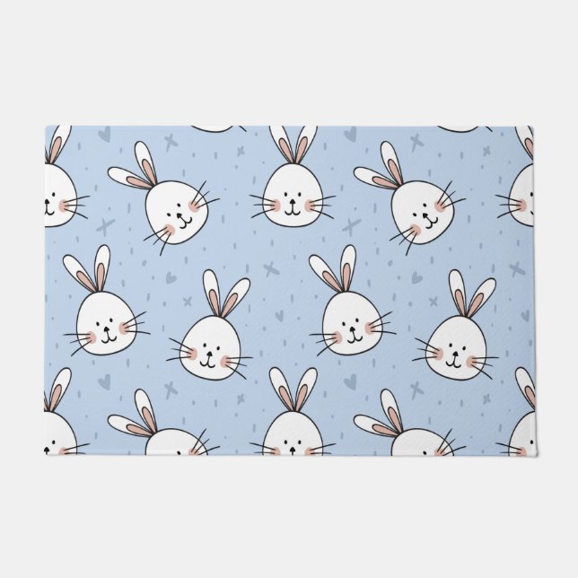 Adorable Bunny Rabbit Muster Fußmatte (Vorderseite)