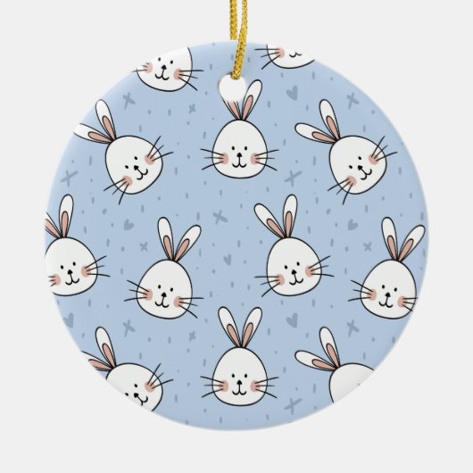 Adorable Bunny Rabbit Muster Keramik Ornament (Vorne)