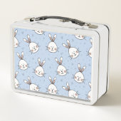 Adorable Bunny Rabbit Muster Metall Brotdose (Rückseite)
