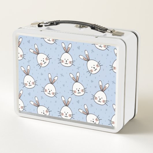 Adorable Bunny Rabbit Muster Metall Brotdose (Rückseite)