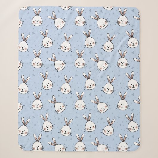 Adorable Bunny Rabbit Muster Sherpadecke (Vorderseite)