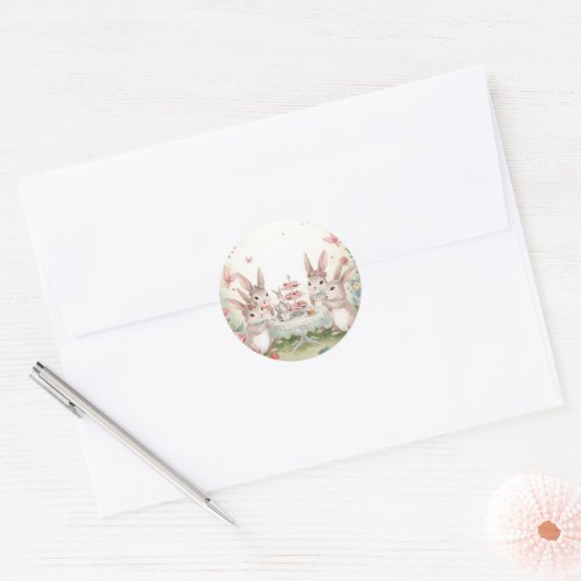 Adorable Bunny Tea Party Favor & Envelope Sticker (Umschlag)