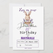 Adorable Bunny-Themed Geburtstag Einladung (Vorderseite)