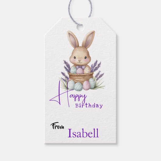 Adorable Bunny-Themed Geburtstag Geschenkanhänger (Vorderseite)