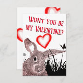 Adorable Bunny Typografy Valentine's Day Card (Vorne/Hinten)