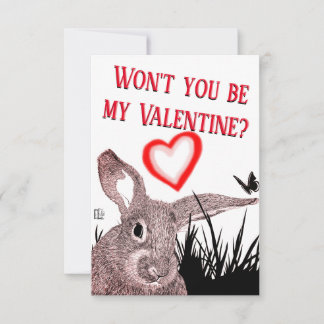 Adorable Bunny Typografy Valentine's Day Card