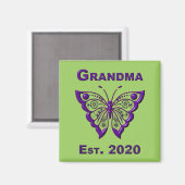 Adorable Butterfly Oma "Est 2020" Magnet (Vorderseite/Rückseite)