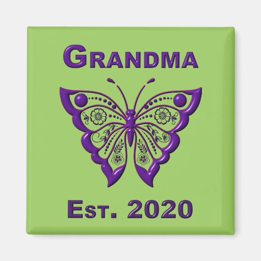 Adorable Butterfly Oma "Est 2020" Magnet (Vorne)