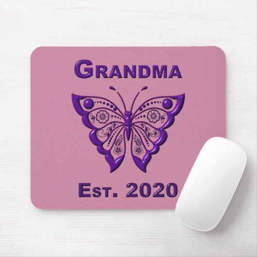 Adorable Butterfly Oma "Est 2020" Mousepad (Mit Mouse)