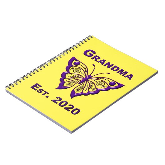 Adorable Butterfly Oma "Est 2020" Notizblock (Linke Seite)
