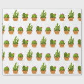 Adorable Cactus Characters Wrapping Paper Geschenkpapier (Flach)