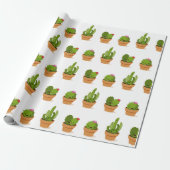 Adorable Cactus Characters Wrapping Paper Geschenkpapier (Ungerollt)