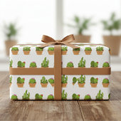 Adorable Cactus Characters Wrapping Paper Geschenkpapier