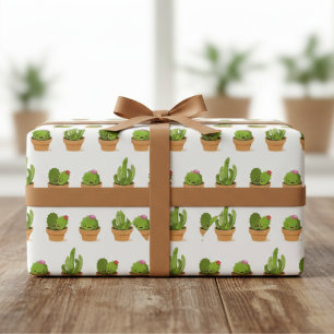 Adorable Cactus Characters Wrapping Paper Geschenkpapier