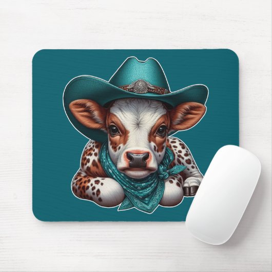 Adorable Cala in Cowboy Hat und Bandana Mousepad (Mit Mouse)