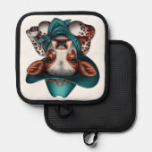 Adorable Cala in Cowboy Hat und Bandana Topflappen (Vorderseite/Rückseite)