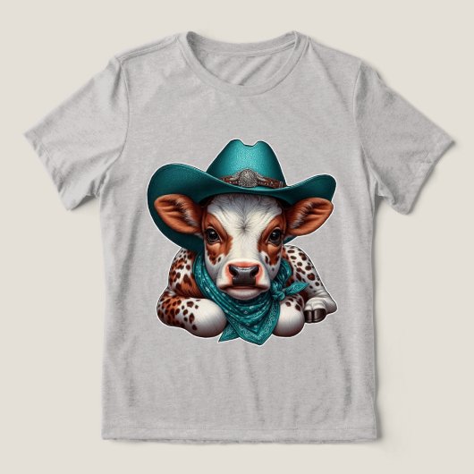 Adorable Cala in Cowboy Hat und Bandana Tri-Blend Shirt (Design Vorderseite)