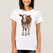 Adorable Calf Portrait on Burlap T-Shirt (Vorderseite)