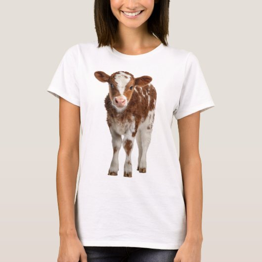 Adorable Calf Portrait on Burlap T-Shirt (Vorderseite)