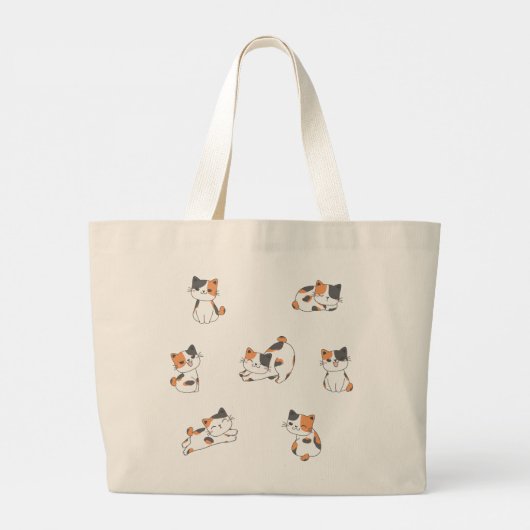 Adorable Calico Cat Tote Bag Jumbo Stoffbeutel (Rückseite)