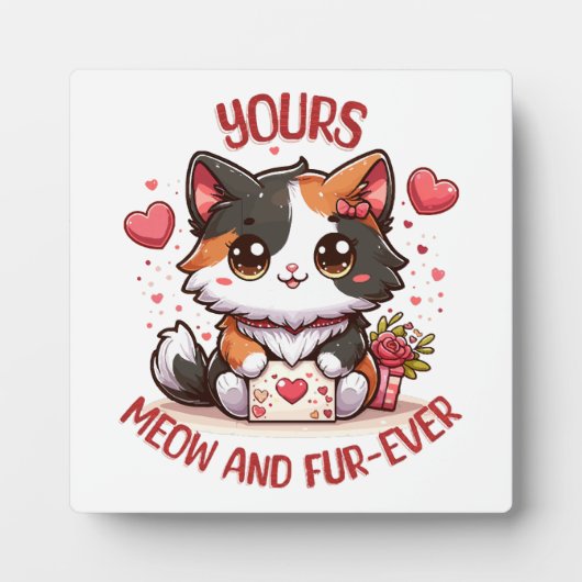 Adorable Calico Cat Valentinstag Fotoplatte (Vorderseite)