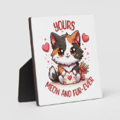 Adorable Calico Cat Valentinstag Fotoplatte (Vorderseite)