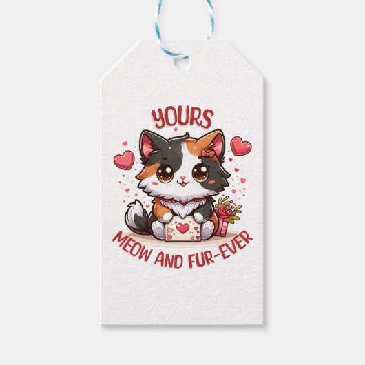 Adorable Calico Cat Valentinstag Geschenkanhänger (Vorderseite)