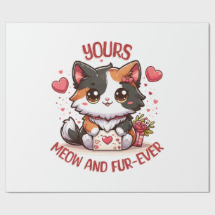 Adorable Calico Cat Valentinstag Geschenkpapier