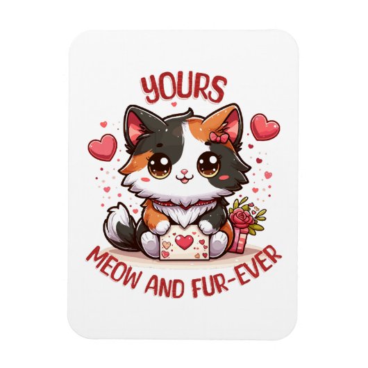 Adorable Calico Cat Valentinstag Magnet (Vertikal)