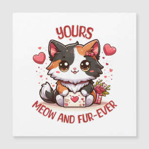 Adorable Calico Cat Valentinstag Magnetkarte
