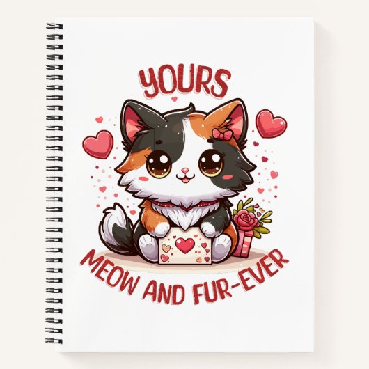 Adorable Calico Cat Valentinstag Notizblock (Vorderseite)
