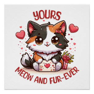 Adorable Calico Cat Valentinstag Poster