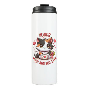 Adorable Calico Cat Valentinstag Thermosbecher