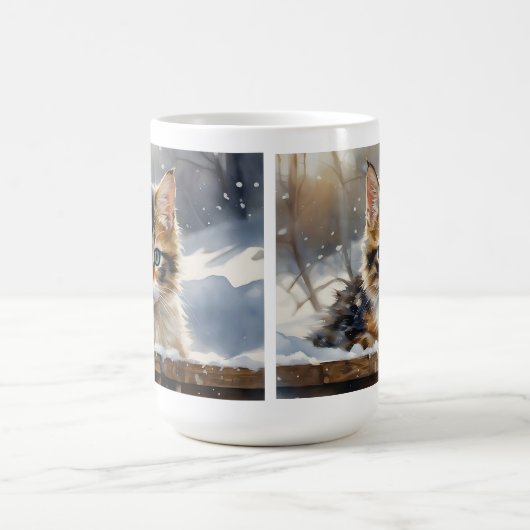 Adorable Calico Katze im Schnee Kaffeetasse (Mittel)