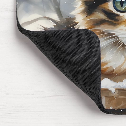 Adorable Calico Katze im Schnee Mousepad (Ecke)